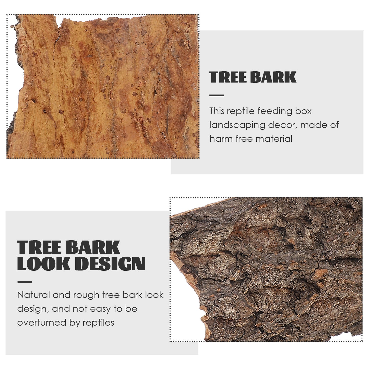 4Pcs Natural Cork Bark – Flat Reptile Terrarium Background & Climbing Decor
