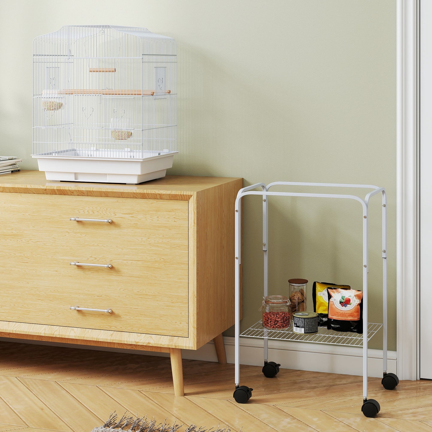 Bird Cage 124cm with Stand - Metal Cage for Budgies, Finches & Parakeets