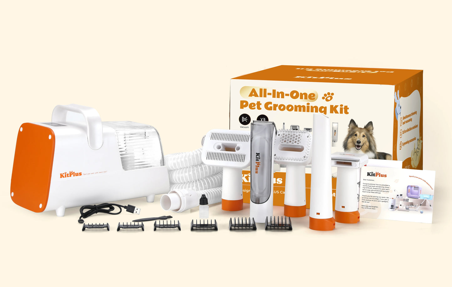 3-in-1 Pet Grooming Kit – Dryer, Vacuum & Hair Trimmer | Hot Air, 99.9% Hair Suction, Rechargeable, 2L Capacity