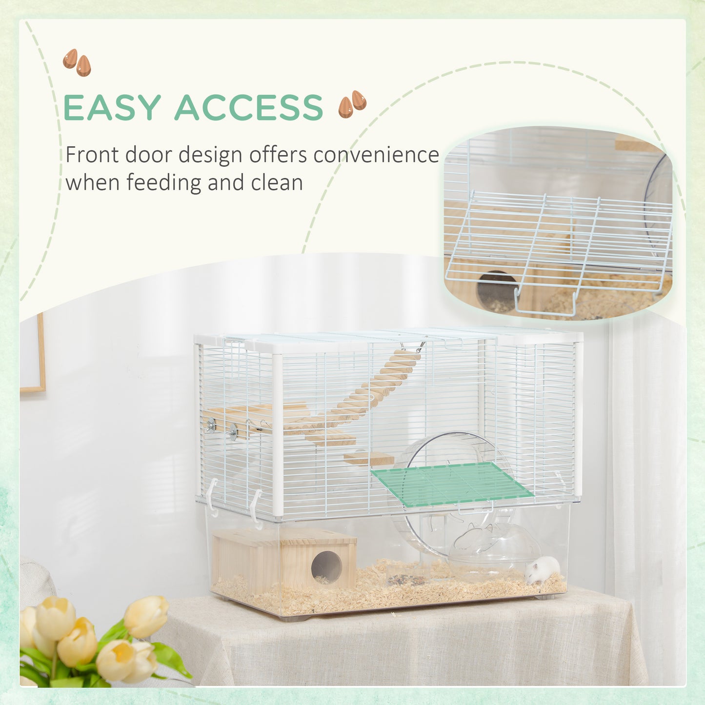 Hamster & Gerbil Cage – Deep Base with Ramp, Platforms, Hut & Exercise Wheel