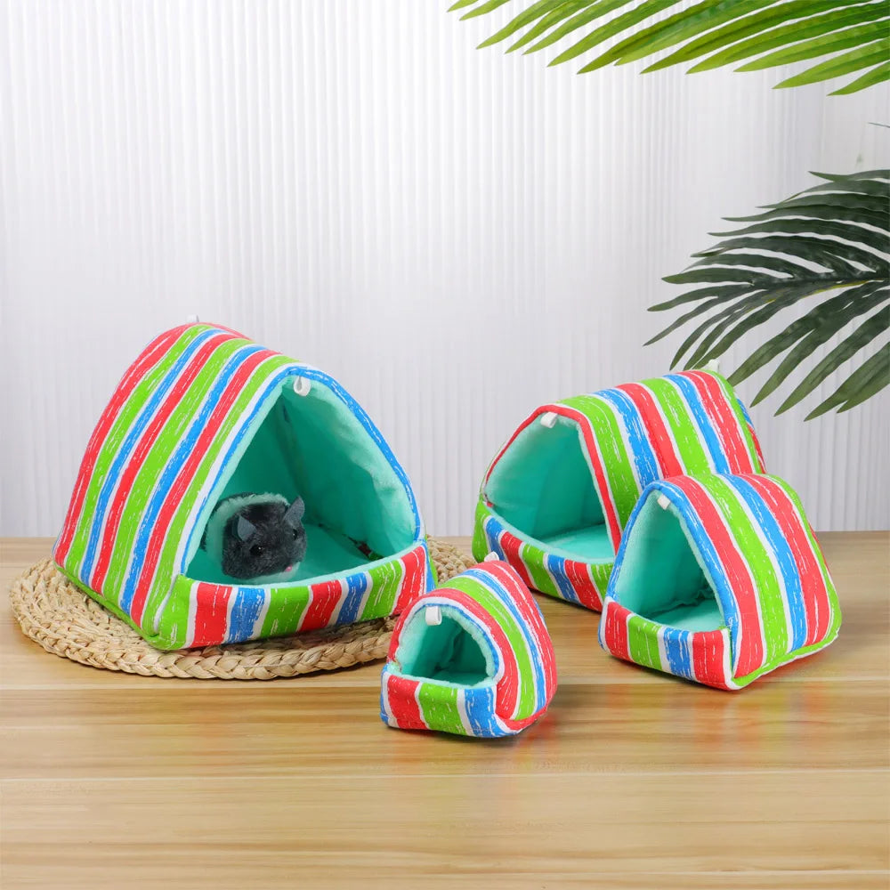 Cute Cartoon Mini Pet Bed – Warm Winter Nest for Guinea Pigs, Rabbits & Hamsters
