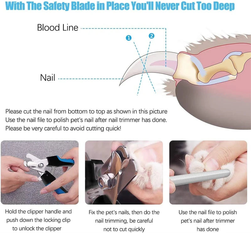 Professional Pet Nail Clipper – Safety Guard & Stainless Steel Blades