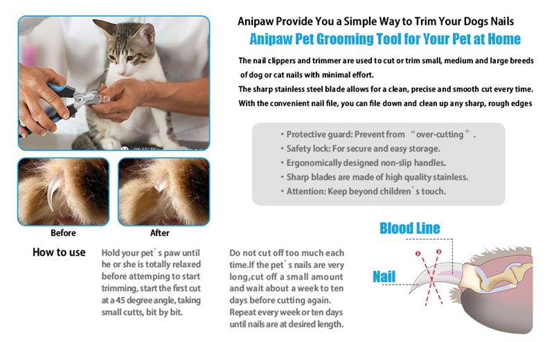 Professional Pet Nail Clipper – Safety Guard & Stainless Steel Blades
