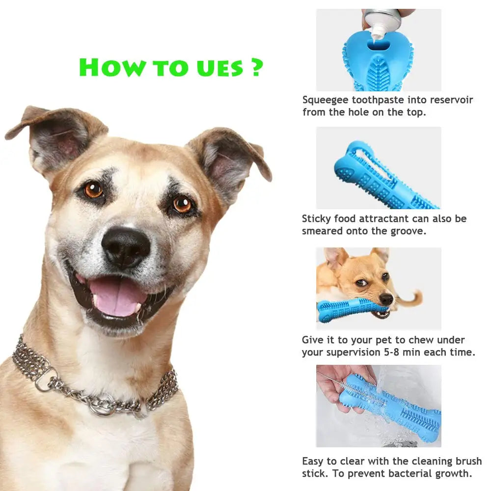 360° Dog Toothbrush Chew Toy – Soft Rubber Dental Stick for Puppies & Small Dogs