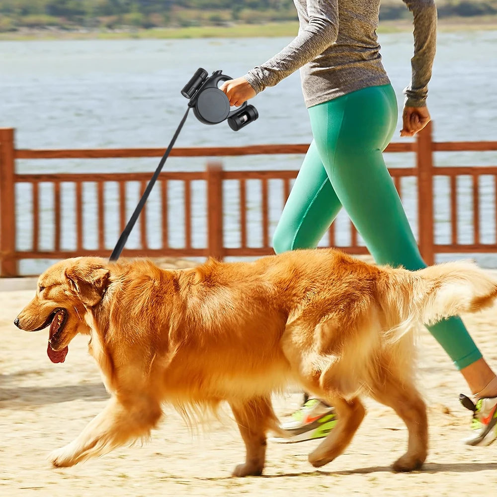 5m Retractable Dog Leash – Automatic Dog Lead with LED Flashlight & Waste Bag Dispenser