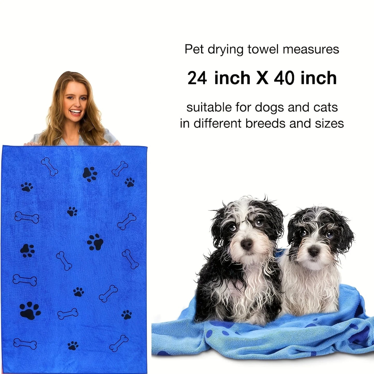 Microfiber Dog Towel – Quick-Drying, Absorbent Pet Bath & Cleaning Cloth