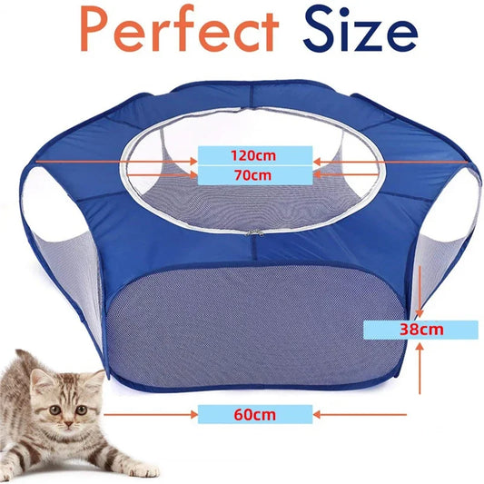 Portable Transparent Small Pet Cage – Foldable Playpen for Dogs, Cats, Rabbits & Hamsters
