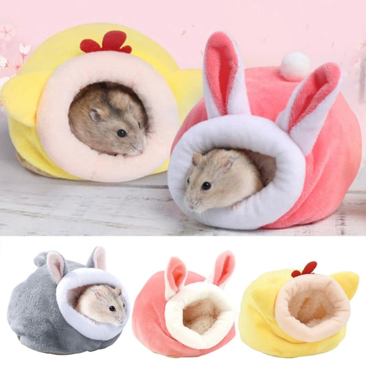 Windproof Plush Hamster Nest – Warm Winter House for Small Pets