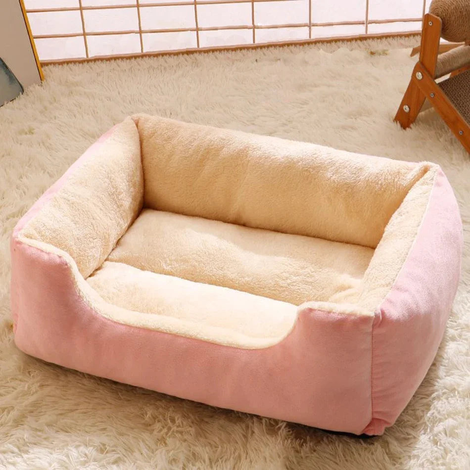 Comfy Plush Puppy Bed – Washable Cushion Basket for Dogs & Cats