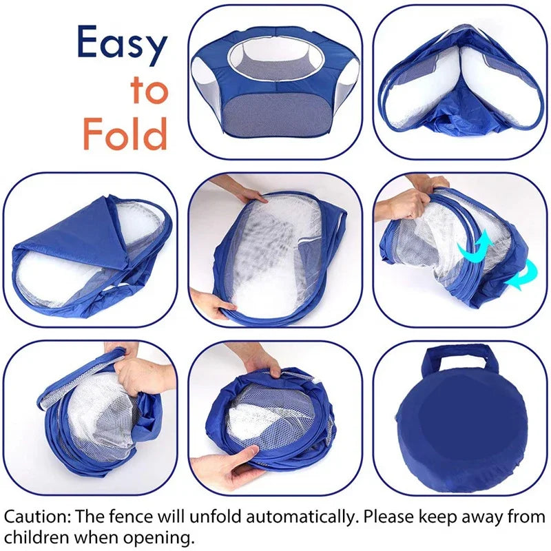 Portable Transparent Small Pet Cage – Foldable Playpen for Dogs, Cats, Rabbits & Hamsters
