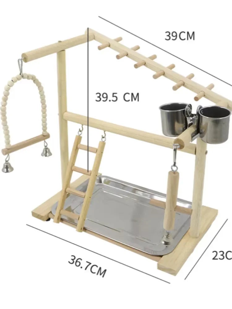 Pepper Wood Parrot Platform – Climbing Net, Ladder, Swing & Bridge Toy