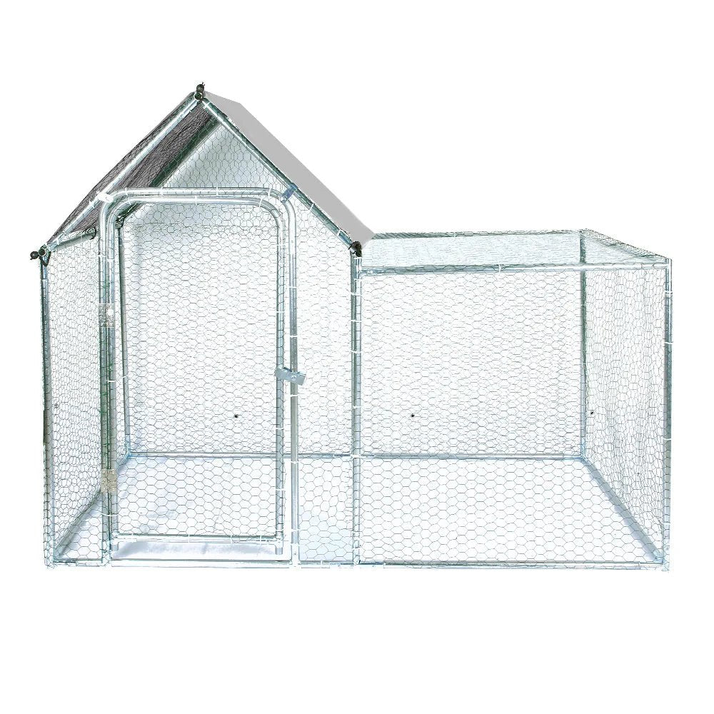Galvanised Walk In Chicken Coop with PE Rain Cover and Playpen - The Best For Pets
