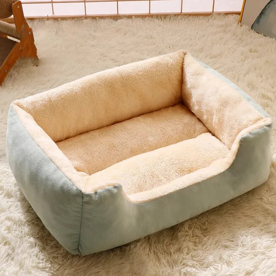 Comfy Plush Puppy Bed – Washable Cushion Basket for Dogs & Cats