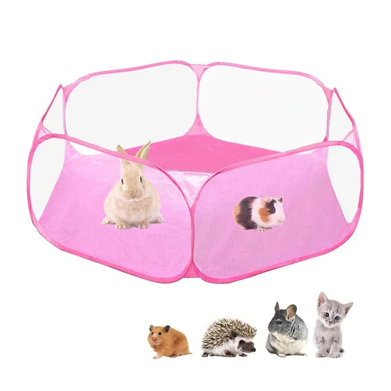 Portable Transparent Small Pet Cage – Foldable Playpen for Dogs, Cats, Rabbits & Hamsters