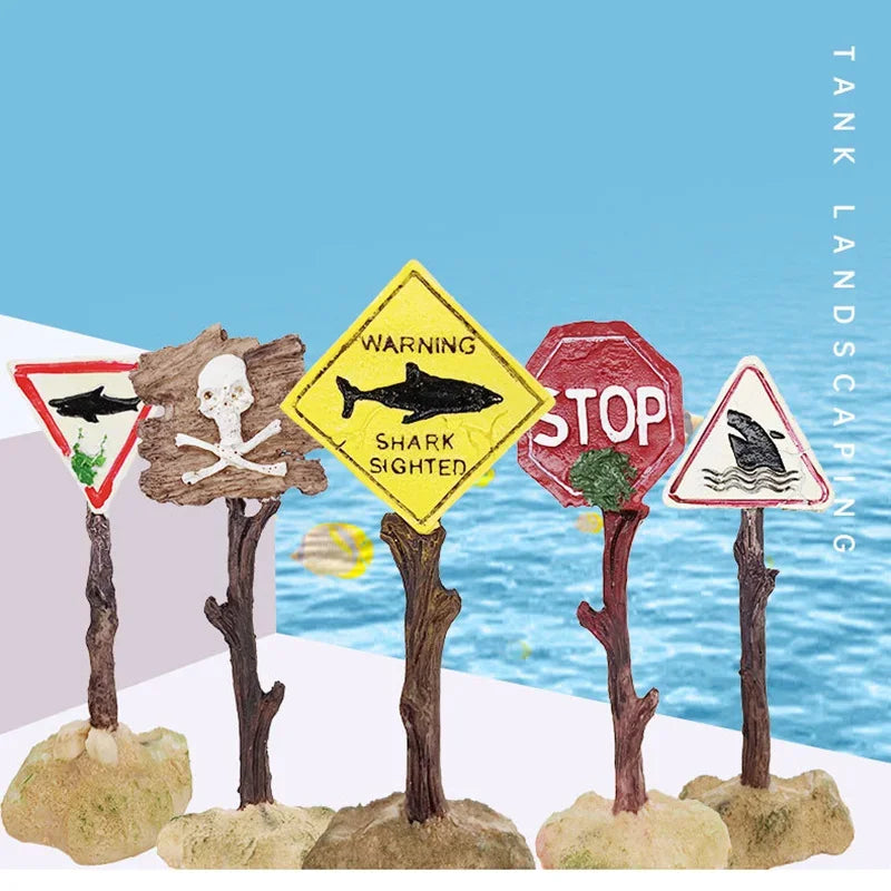 Warning Signs Ornament – Aquarium Decoration & Fish Tank Background