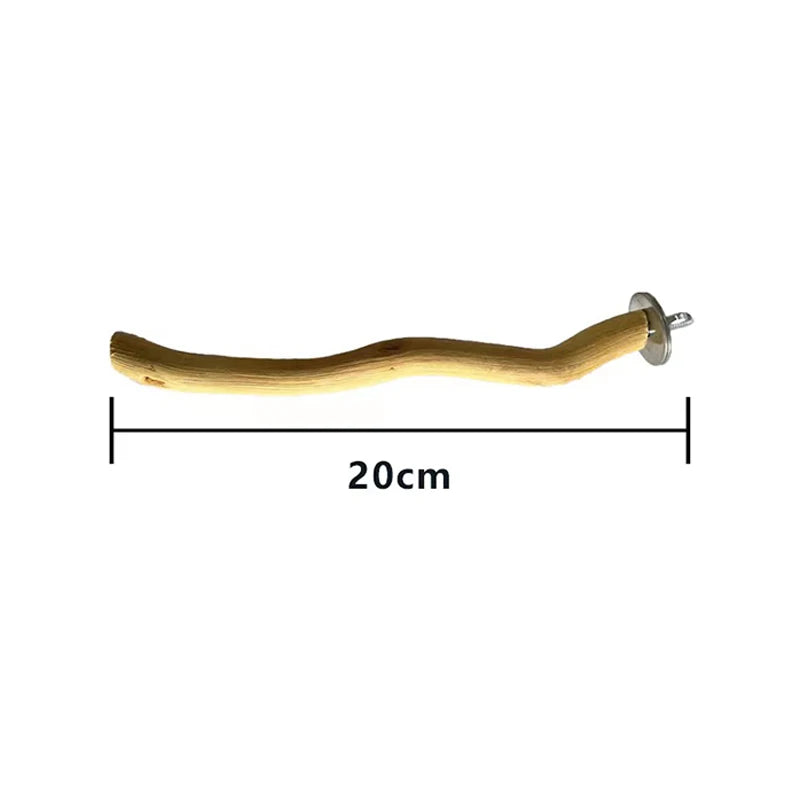 Natural Wood Fork Perch – Hanging Swing Branch Toy for Bird Cages