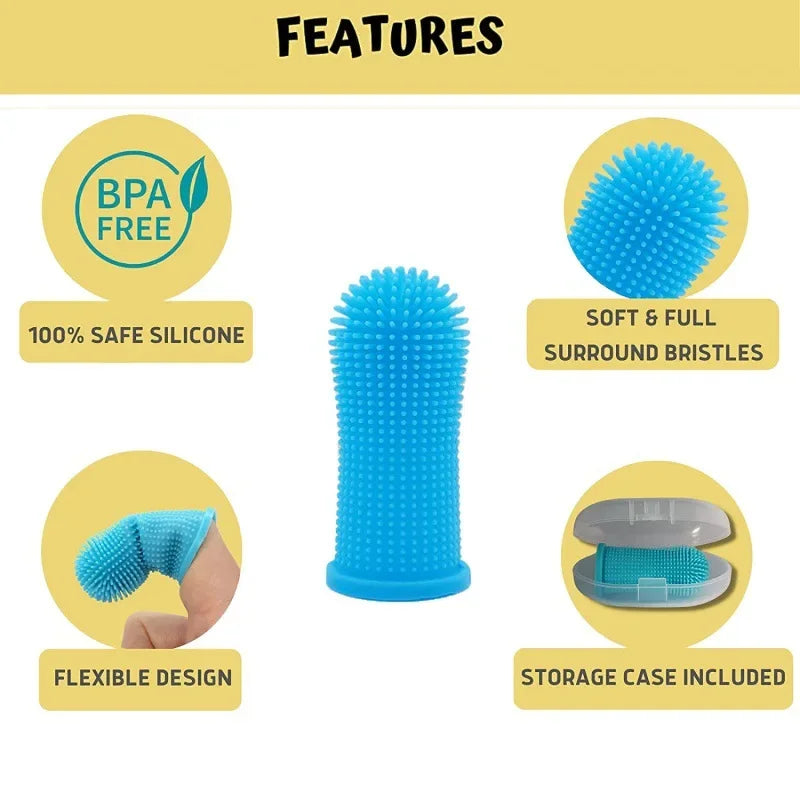 Pet Finger Toothbrush – Soft, Nontoxic Dental Cleaner for Dogs & Cats