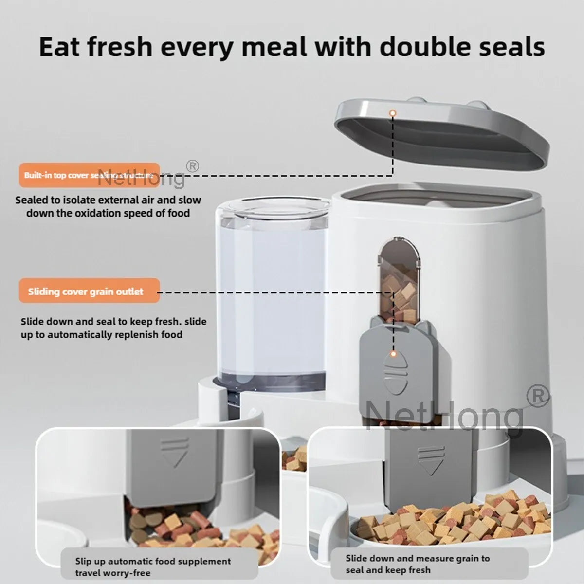 Automatic Cat Dispenser Set 2 In 1 Tilted Pet Food And Water Feeder