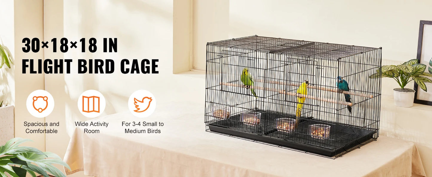 Stackable Flight Bird Cage – Divided Travel Cage with Handle & Perch for Birds