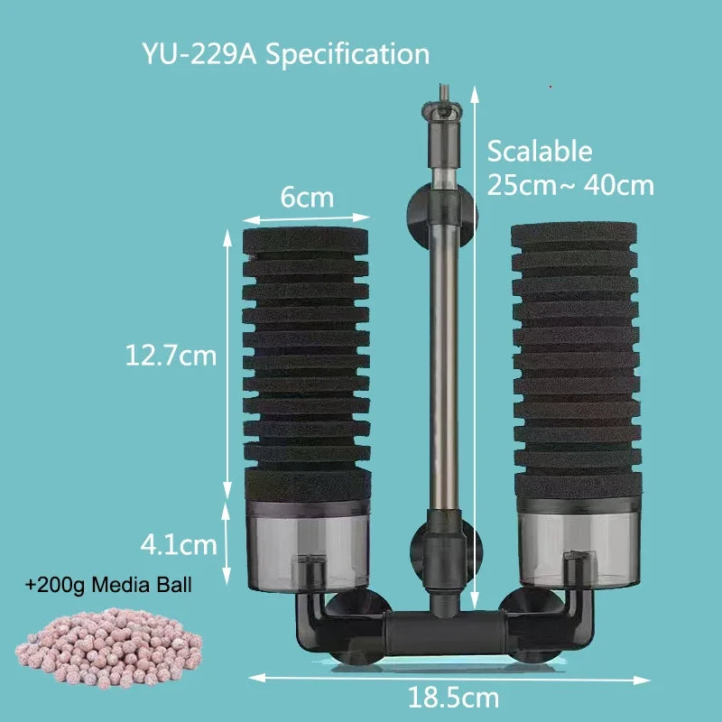 Aquarium Bio Sponge Filter – Air-Powered Skimmer & Water Cleaner