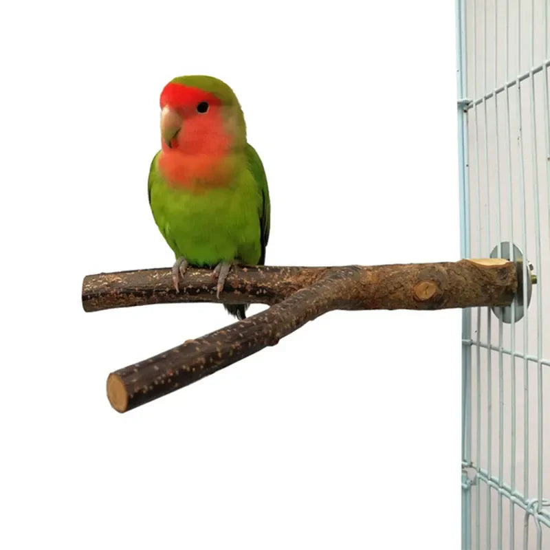 Natural Wood Branch Stand – Chew Toy Perch for Parrots, Hamsters & Birds