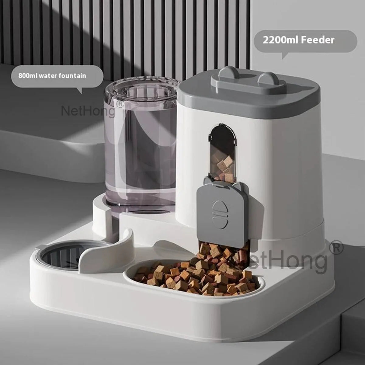 Automatic Cat Dispenser Set 2 In 1 Tilted Pet Food And Water Feeder