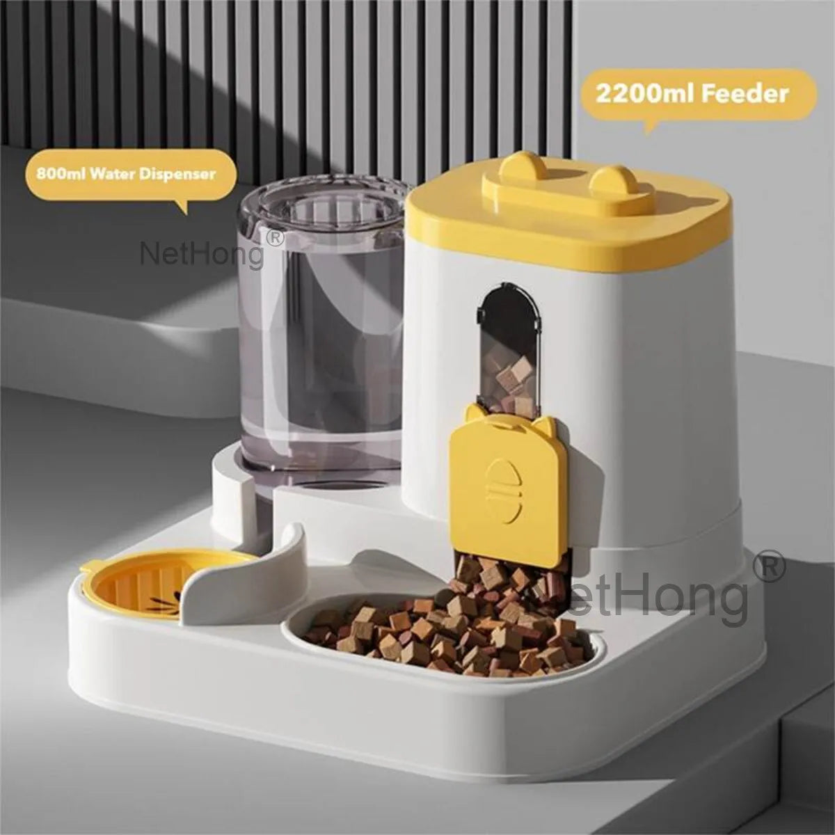 Automatic Cat Dispenser Set 2 In 1 Tilted Pet Food And Water Feeder