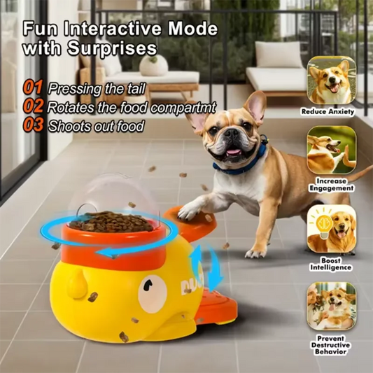 Interactive Dog Puzzle Feeder - Yellow Duck Slow Feed Bowl with Anti-Slip Base