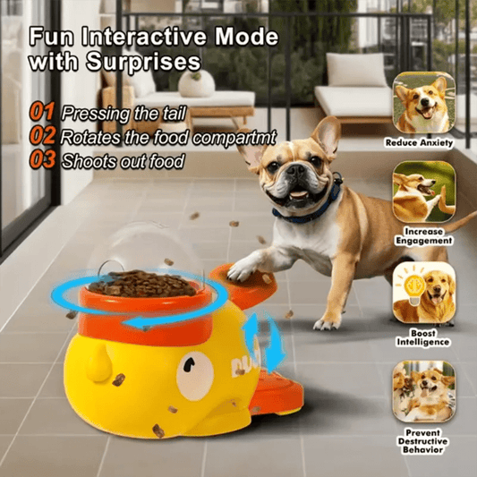 Interactive Dog Puzzle Feeder - Yellow Duck Slow Feed Bowl with Anti - Slip Base - The Best For Pets