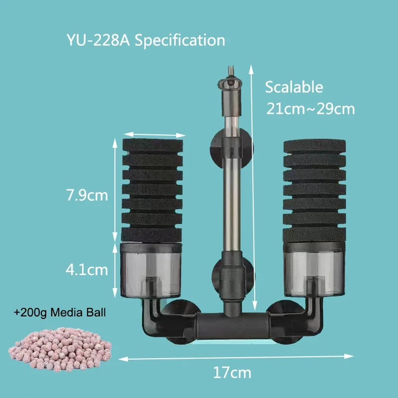 Aquarium Bio Sponge Filter – Air-Powered Skimmer & Water Cleaner