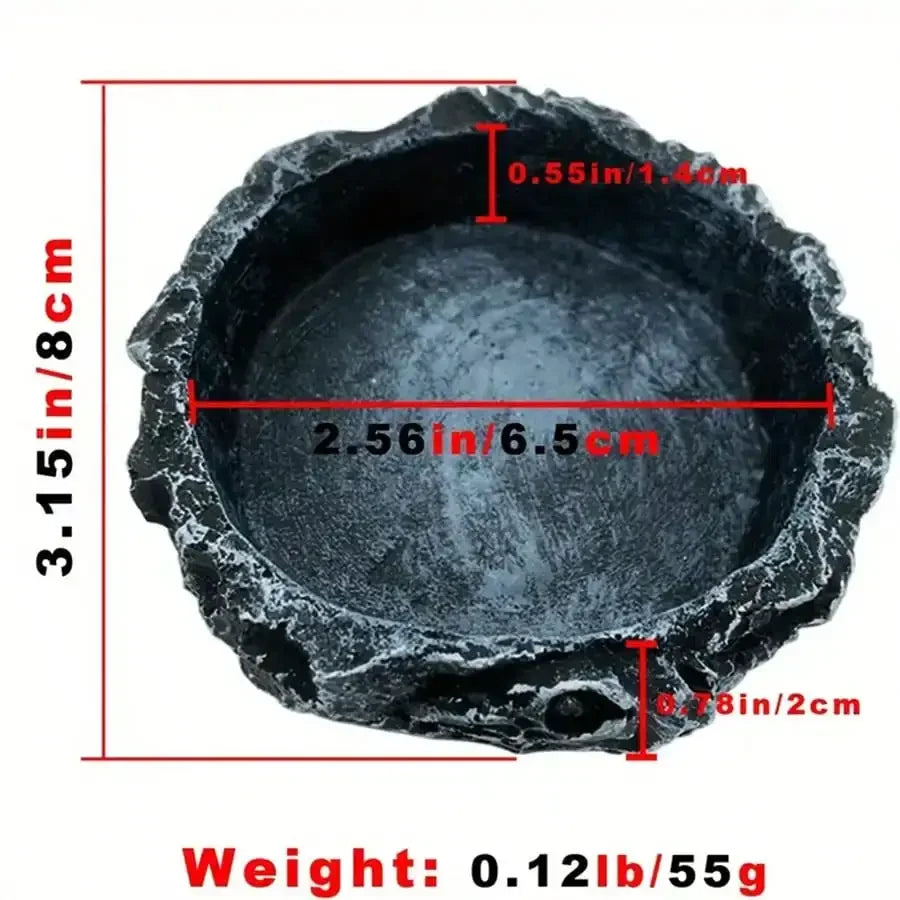 Stone-Like Reptile Bowl – Durable Feeding & Water Dish for Small Reptiles