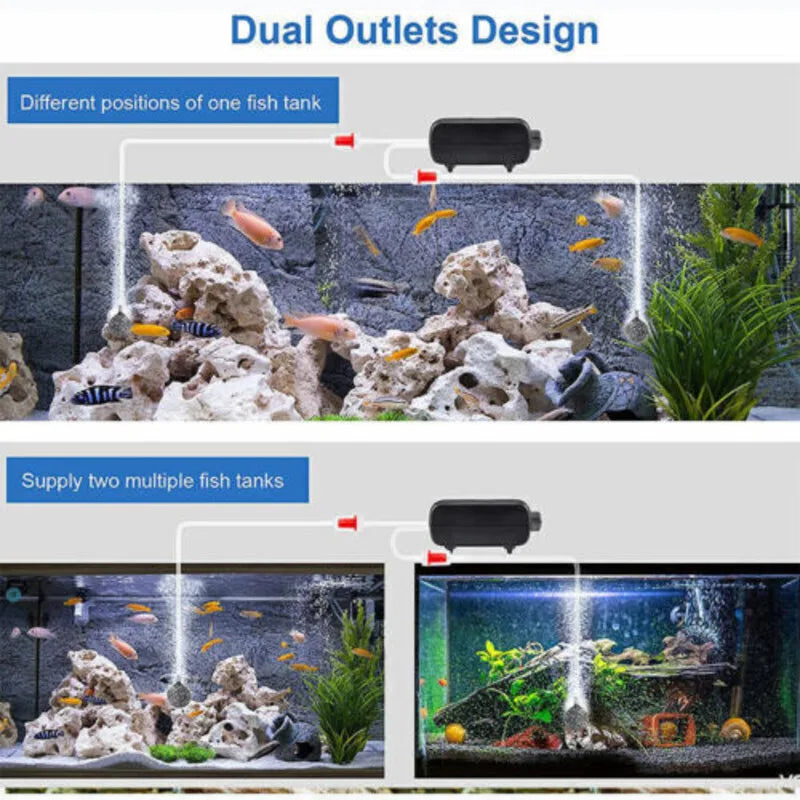 Aquarium Fish Tank Air Silent Twin Outlet Vae Trcal Marine Oxygen Pump