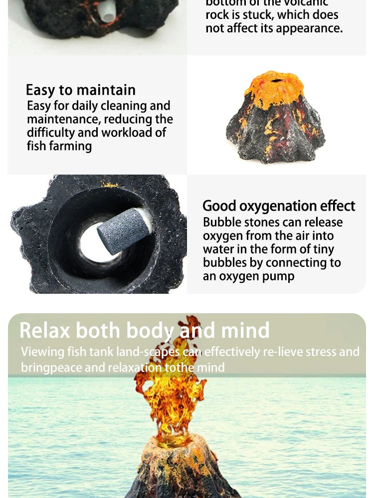 Aquarium Volcano Air Stone – Bubble Aerator with ABS Volcanic Bubbler