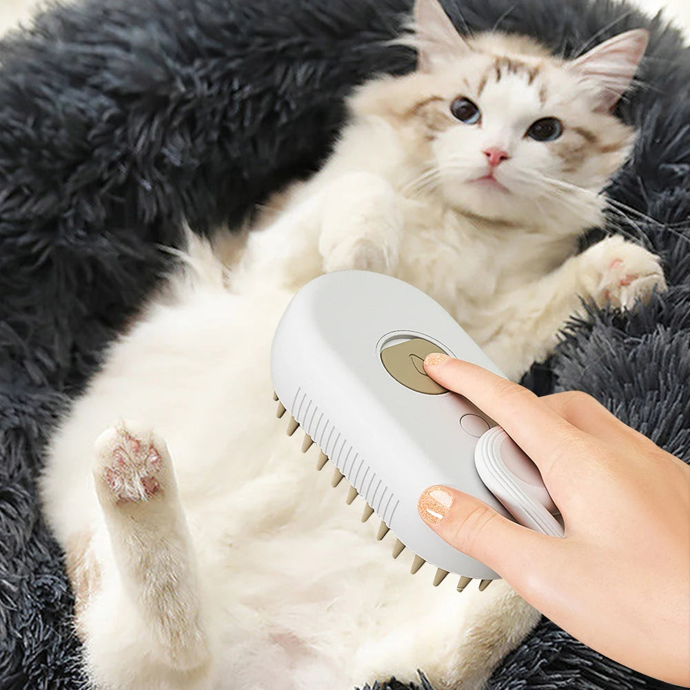 3-in-1 Pet Grooming Brush – Electric Hair Remover with Steam & Massage