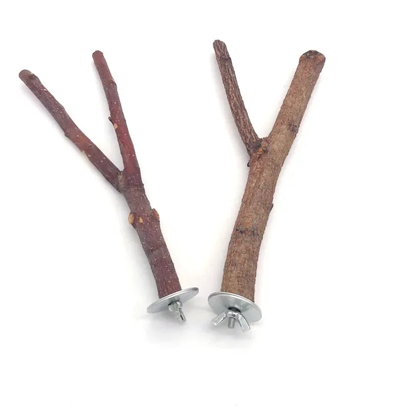 Natural Wood Branch Stand – Chew Toy Perch for Parrots, Hamsters & Birds