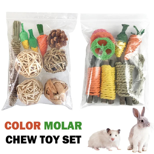 Pet Tooth Grinding Set – Chew Toys & Snacks for Rabbits, Guinea Pigs & Hamsters