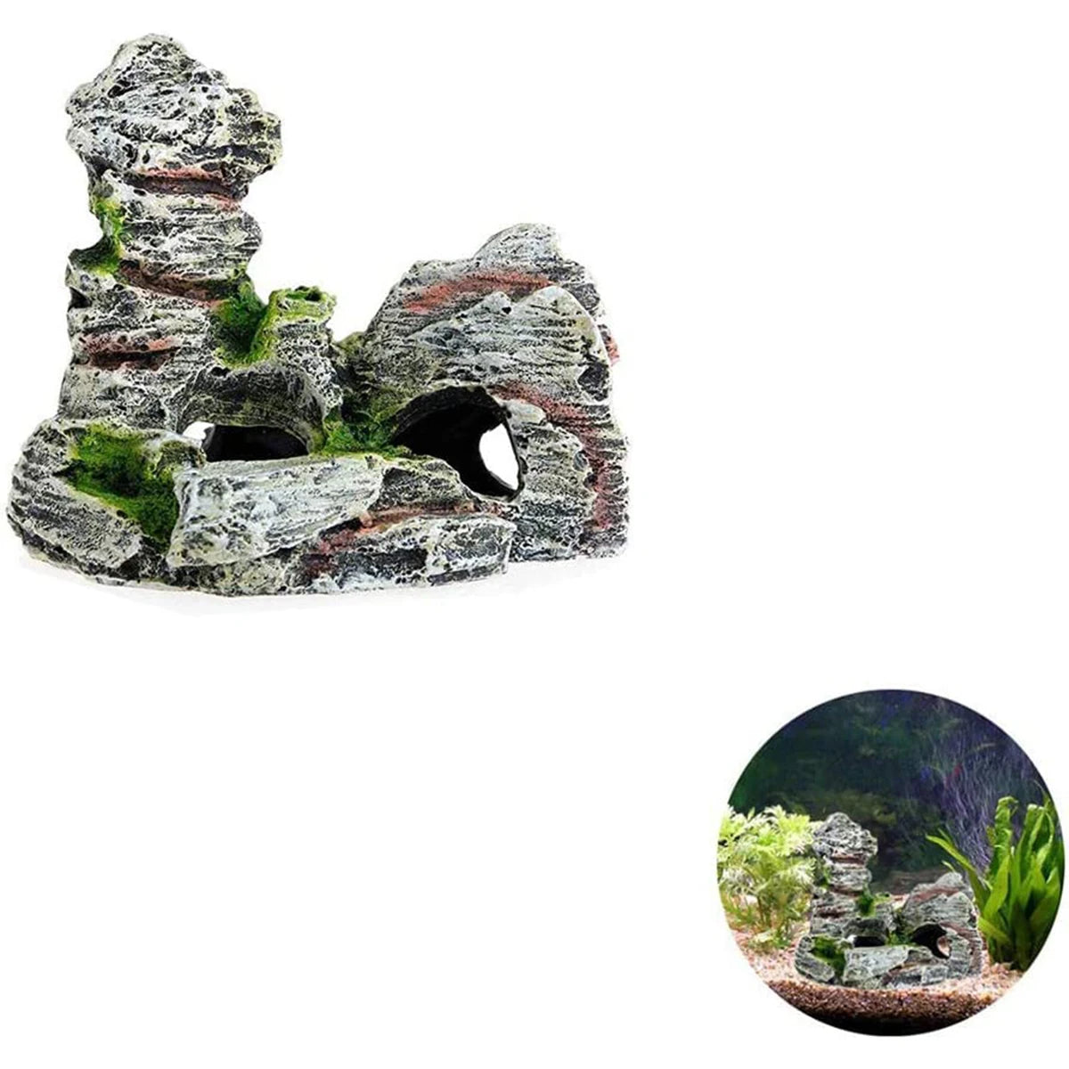 Artificial Moss Cave – Resin Rockery Aquarium Ornament for Fish Tanks