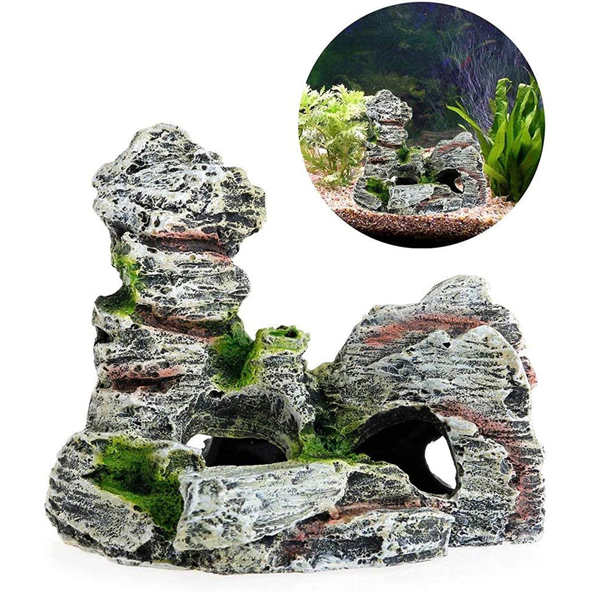 Artificial Moss Cave – Resin Rockery Aquarium Ornament for Fish Tanks