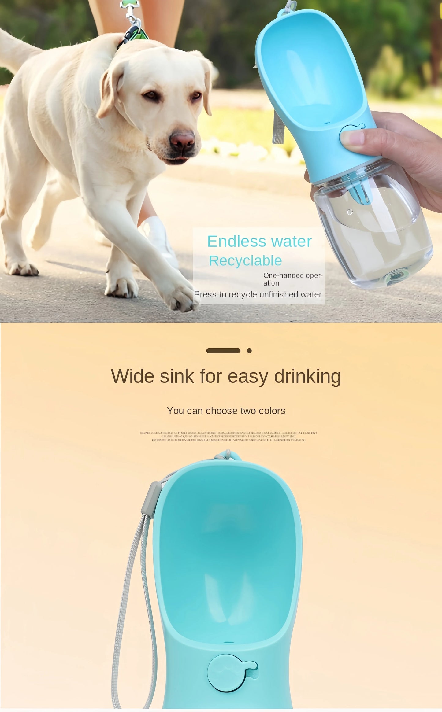 Portable Pet Food & Water Bottle – Food Grade Travel Cup with Food Dispenser for Dogs & Cats