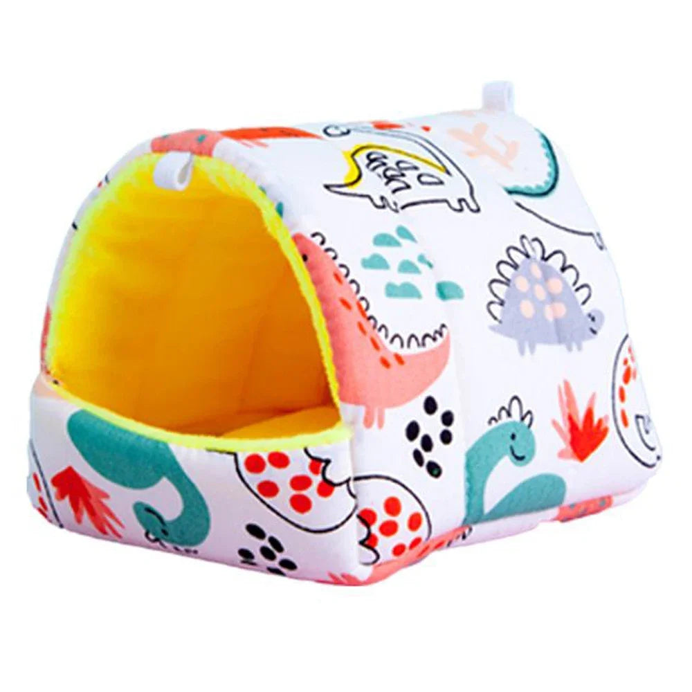 Cute Cartoon Mini Pet Bed – Warm Winter Nest for Guinea Pigs, Rabbits & Hamsters