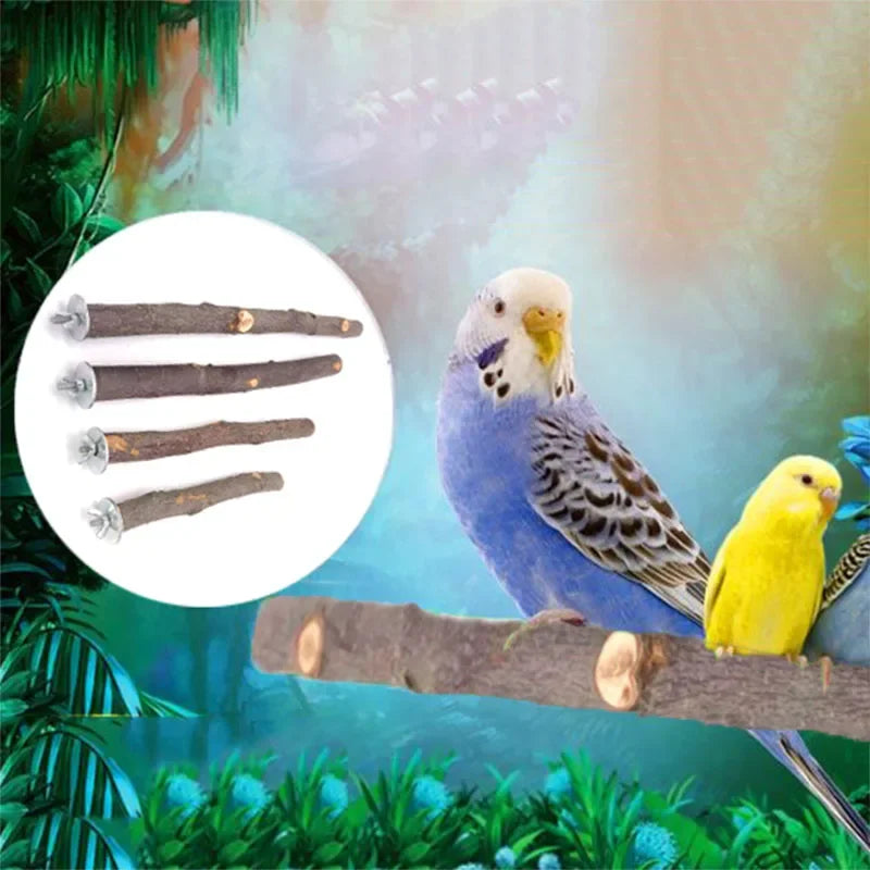 Natural Wood Branch Stand – Chew Toy Perch for Parrots, Hamsters & Birds