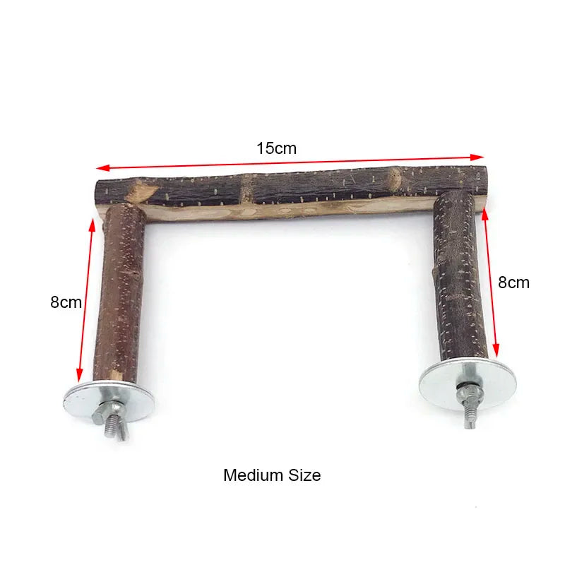 Natural Wood Branch Stand – Chew Toy Perch for Parrots, Hamsters & Birds