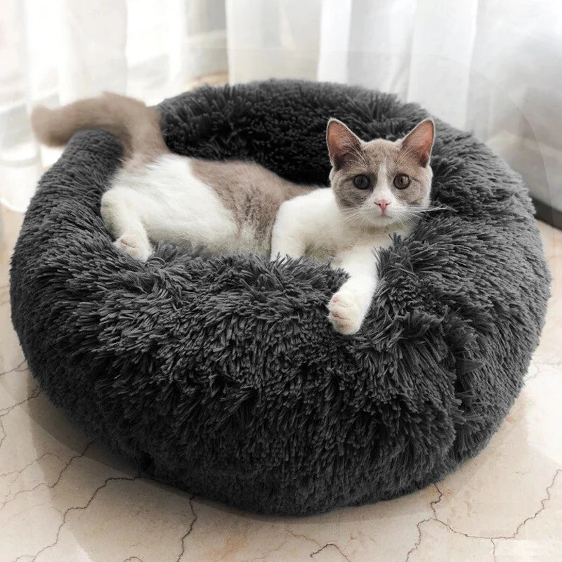 Warm Donut Pet Bed – Plush, Machine-Washable Dog & Cat Sleeping Nest