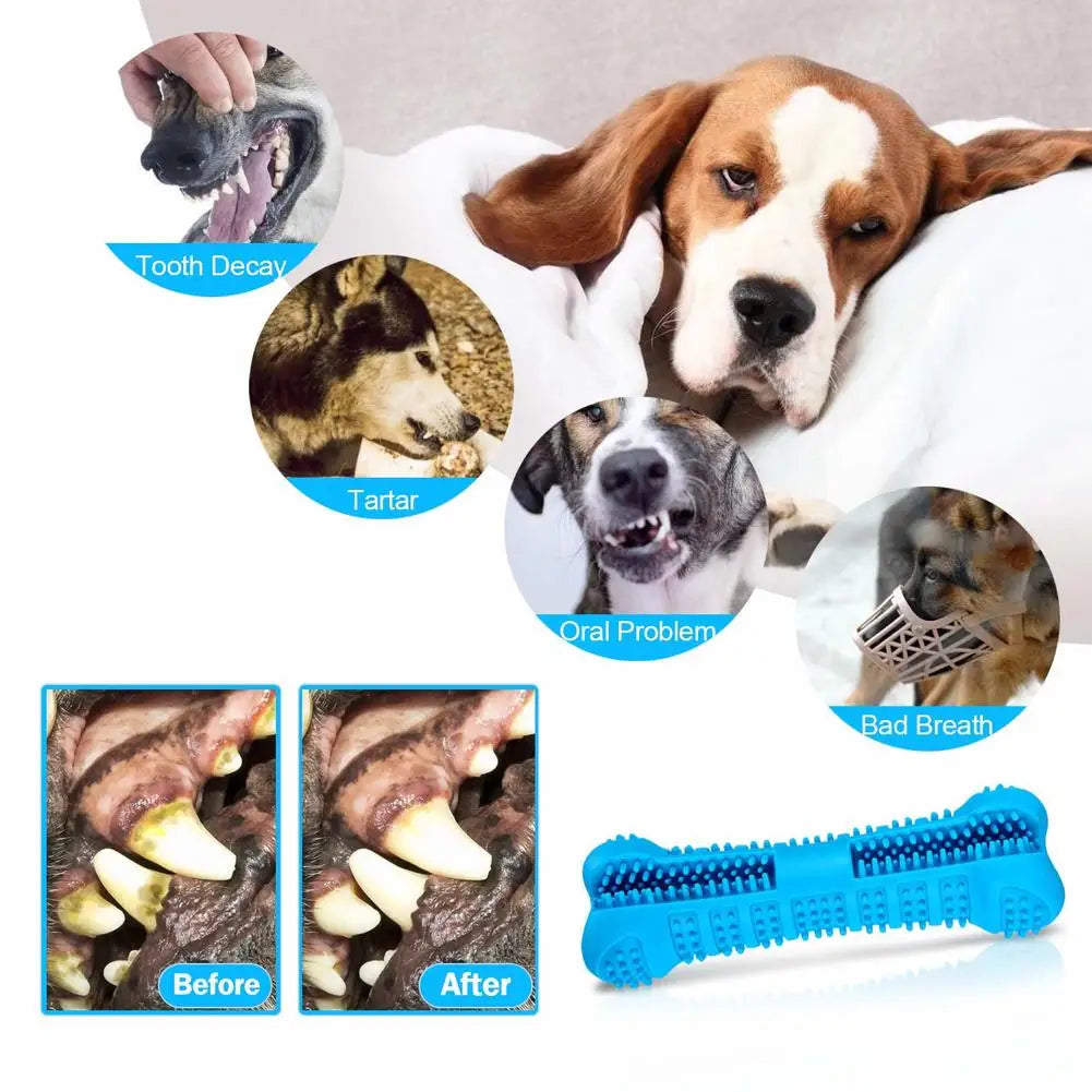 360° Dog Toothbrush Chew Toy – Soft Rubber Dental Stick for Puppies & Small Dogs