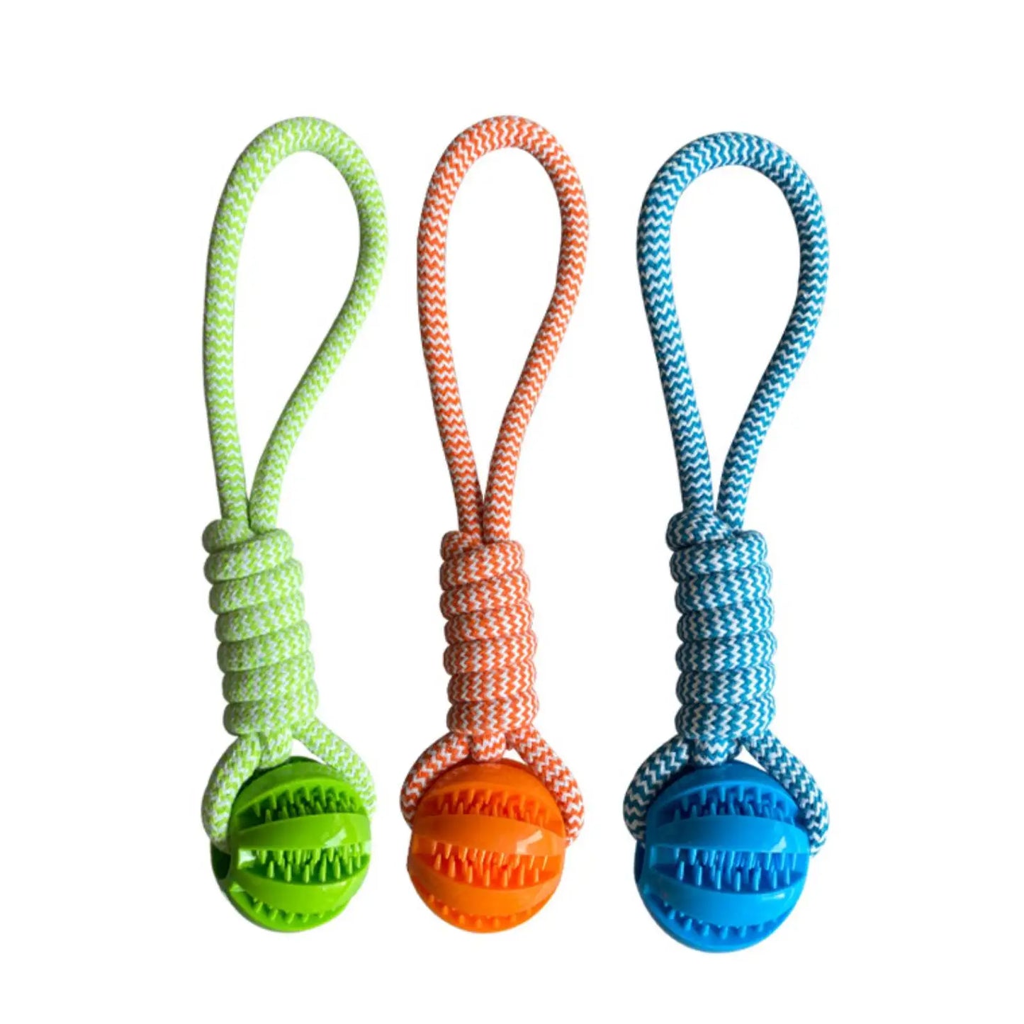 Dog Treat Ball Toy – Rubber Chew Rope Toy for Small & Medium Dogs, Teeth Cleaning