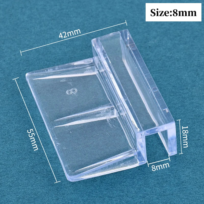 Acrylic Clip Holders – Transparent Glass Cover Support for Aquarium - 8Pcs