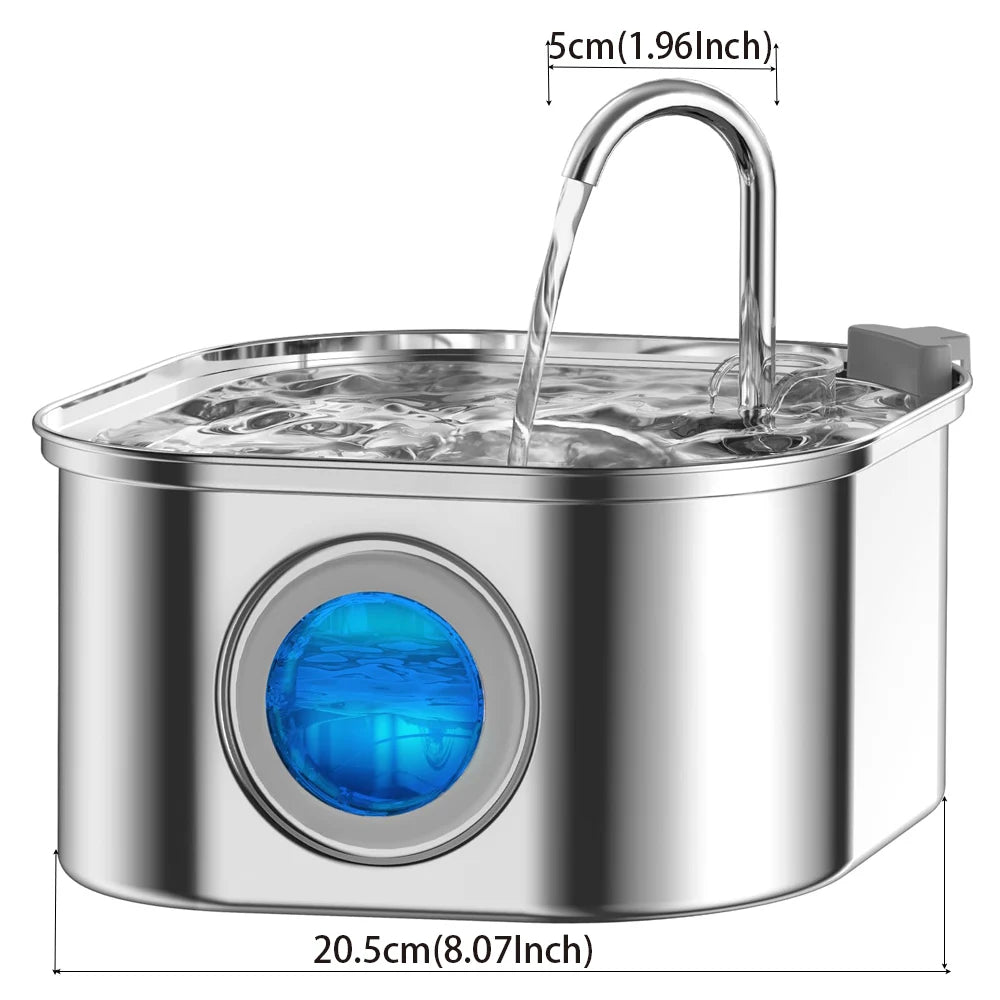 3.2L Stainless Steel Pet Water Feeder – Smart Auto Dispenser with Window