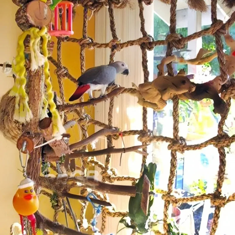 40×40cm Parrot Climbing Net – Hanging Rope Swing & Chew Toy with Hooks