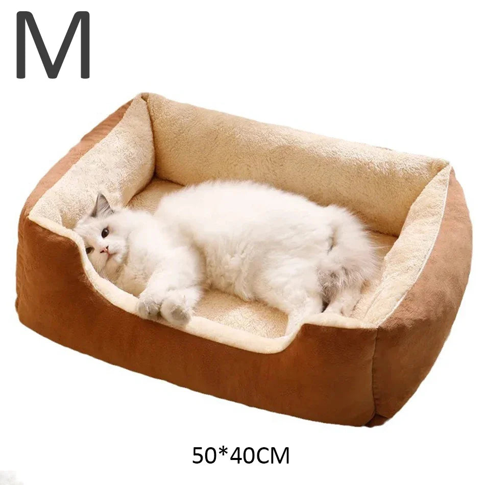 Comfy Plush Puppy Bed – Washable Cushion Basket for Dogs & Cats