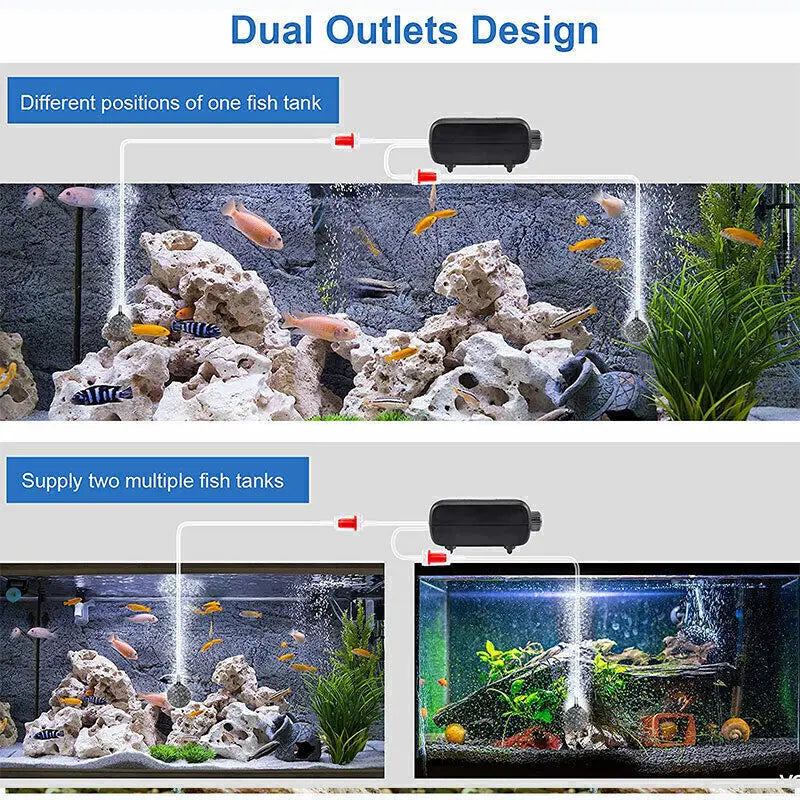 Aquarium Fish Tank Air Silent Twin Outlet Vae Trcal Marine Oxygen Pump